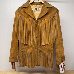 Schott NYC Western Suede Fringe Jacket Women's Sz 6 SML New w Tags Made In USA